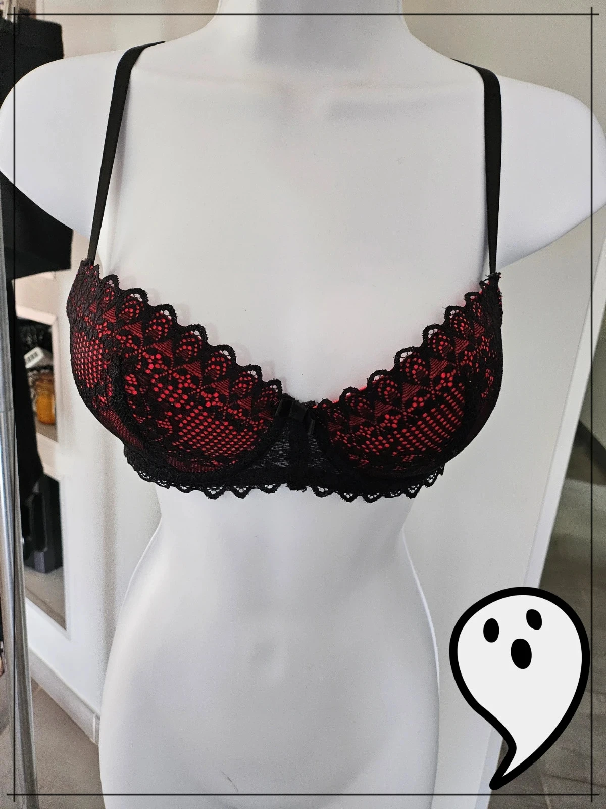 bonita lingerie manoukian preto e vermelho gótico – photo 2
